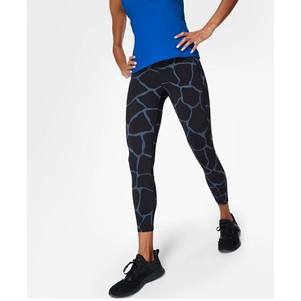 Sweaty Betty Zero Gravity High Waist 7/8 Tight Blue Animal Fragment Size US 0-2